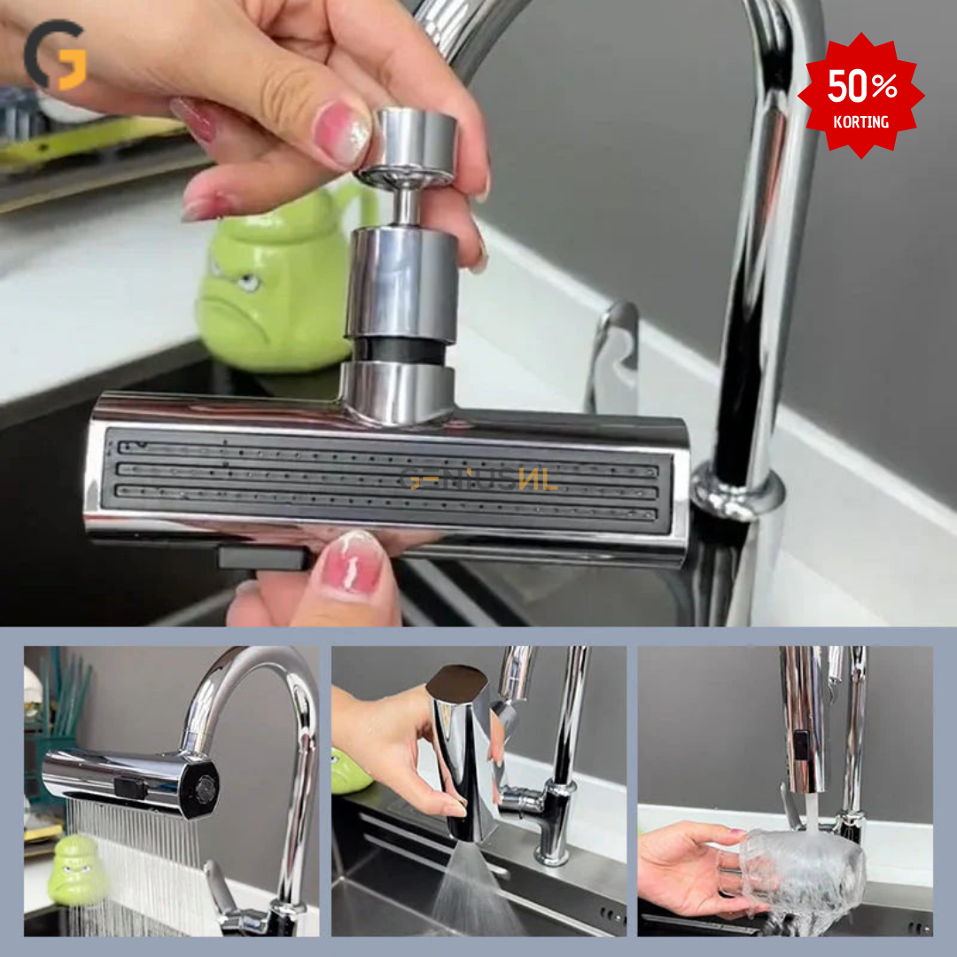 Waterfall™ Draaibare Cascade Kraan | De perfecte oplossing voor een nette keuken!