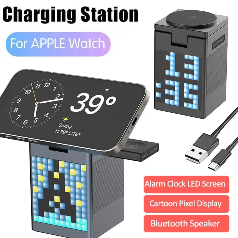 ZenCharge™ 6-in-1 Oplaadstation – MagSafe, Speaker & Wekker met RGB Display!