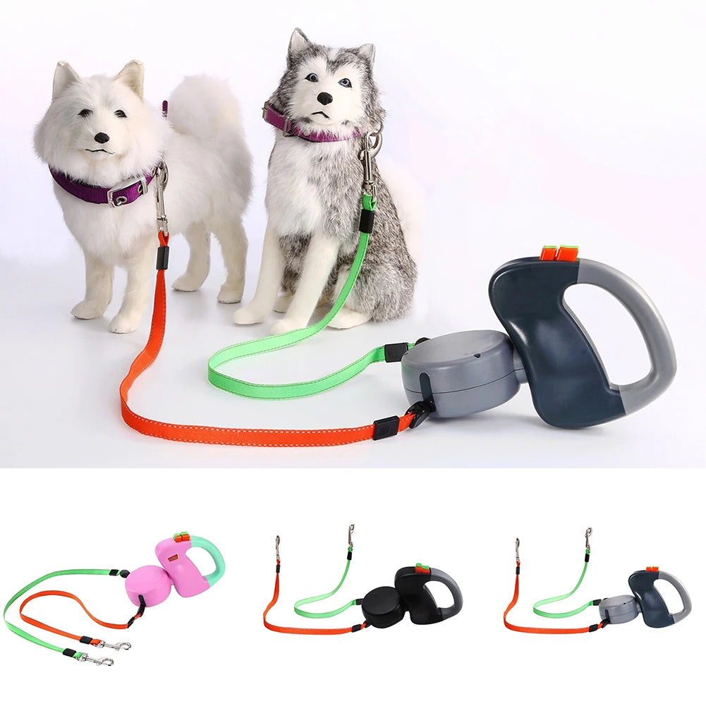 2-in-1 Puppy Lijn™ | Geen verstrikking meer bij het uitlaten van meerdere honden | 3 Meter!