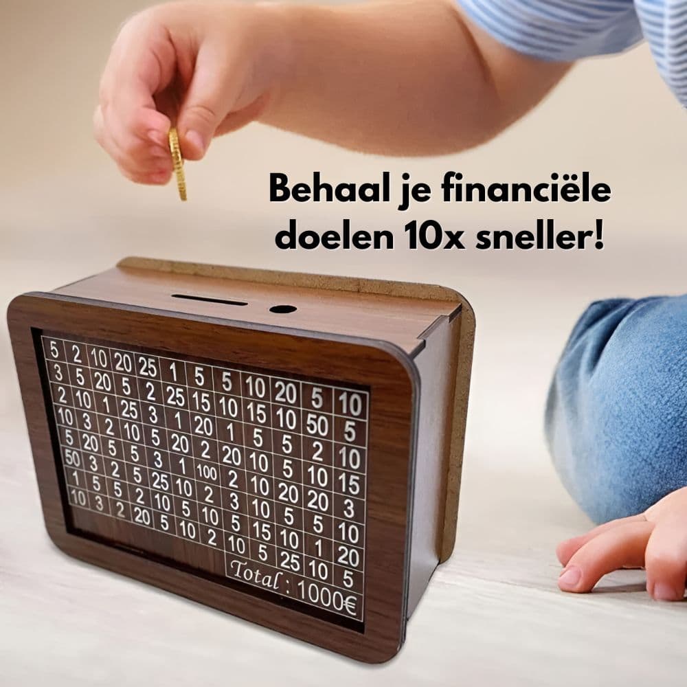 Houten Doelspaarpot™ | Gemakkelijk sparen voor je doelen